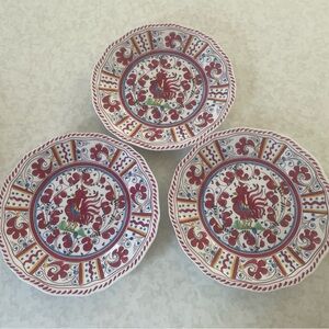 Le Cadeaux Sur La Table Melamine Colorful Rooster Pattern Plates set of 3